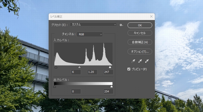 レベル補正の様子